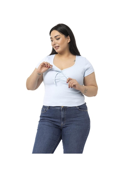 Disentis Büyük Beden Yarım Kollu Göğüste Bağcık Detaylı Kaşkorse Bebe Mavi Body-bebe Mavi Bebek Mavisi