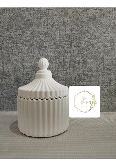 Bernami Mumluk Şamdanpinterest Şık Kapaklı Dekoratif Beton Organizer / Kutu / Takılık Diğer