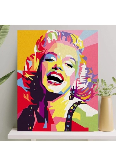 Palmiye Hobi Sanat Sayılarla Boyama Tuval Seti Fırça Boya Dahil Çıtalı 40x50 Cm - Marilyn Monroe
