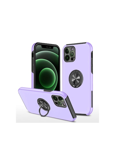 Apple iPhone  Uyumlu,  12 Pro Kılıf Elit Yüzüklü Kapak - Mor