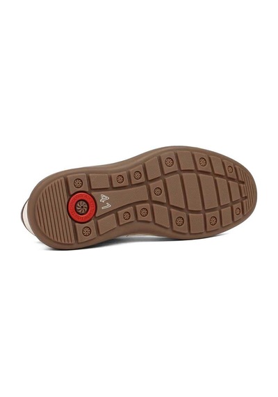 Erkek Bej Bağcıklı Deri Sneaker