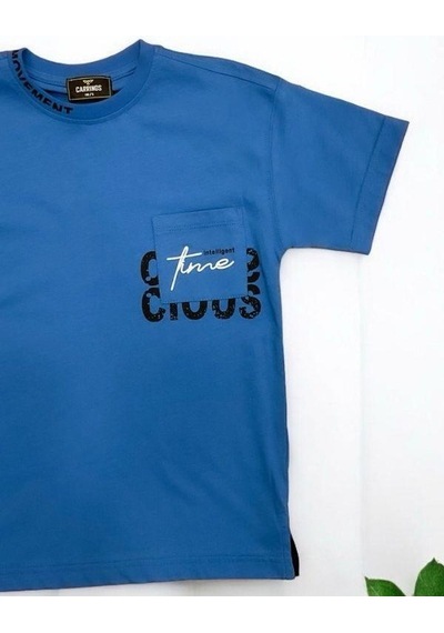 Carinos Erkek Çocuk Movement Yazılı Pamuklu Tshirt-14178-mavi Mavi