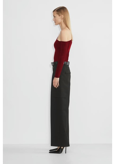 Seeh Bordo Kayık Yaka Uzun Kollu Kadın Body Sh201