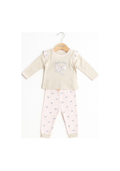 Cocopoco Fiyonk Detaylı Kız Bebek 2'li Takım Bej