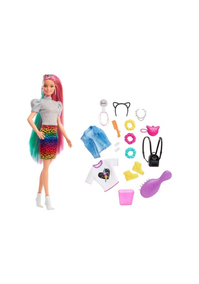 Grn81 Barbie. Leopar Desenli Saçlar    Bebeği
