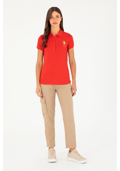U.S. Polo Assn. Kadın Kırmızı Basic Polo Yaka Tişört 50280071-VR030