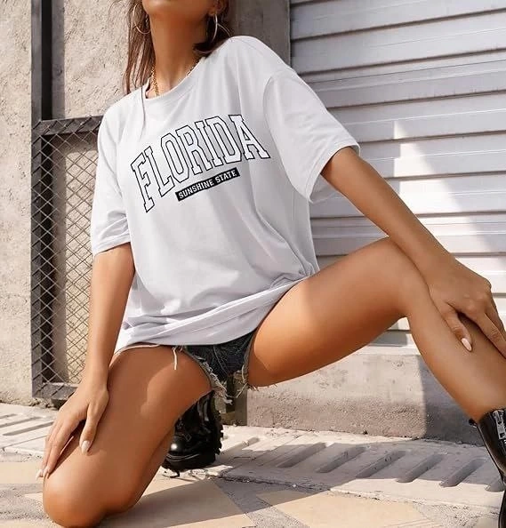 Buğrahayalin Bisiklet Yaka Baskılı T-shirt - Beyaz Beyaz