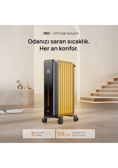 621s 2000w Akıllı Yağlı Radyatör, 21 Kanatlı, Wi-fi, Kumanda, 3 Kademe, Sessiz Ve Devrilme Emniyetli