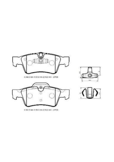Mercedes Ml Class- W164- 06/09 Arka Fren Balatası Disk 140,3x51,8x16,8/14 1,5x59,6x16,8 Bram