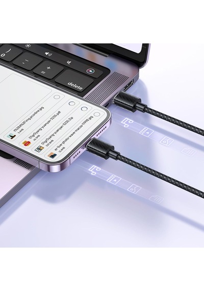 Ayrex Mcdodo Ca-3660 Crystal Serisi Type-c To Lightning 36w Pd Hızlı Şarj Ve Veri Aktarım Örgü Kablo Siyah 1.2m Diğer