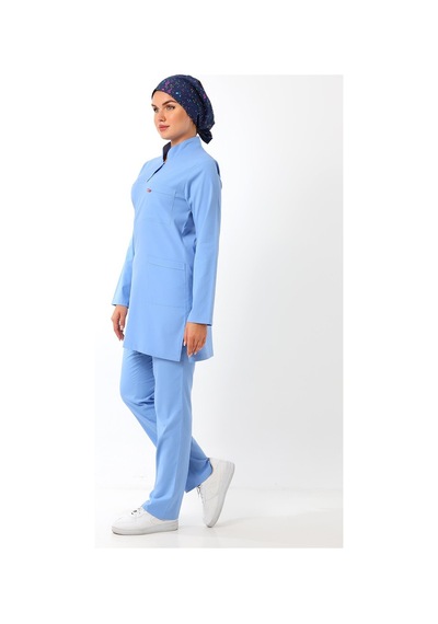 Soft Likralı Tesettür Forma Takım İki Çıtçıt - 6413 Açık Mavi-12076 6413 Açık Mavi