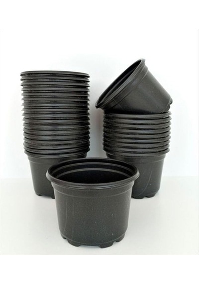 Katı Plastik Çiçek Saksısı 20 Adet 14'lük Üretim Saksısı Siyah Diğer