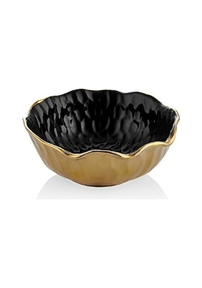 Lotus Sıyah Gold Kucuk Kase 22,5x22,5x9 Cm