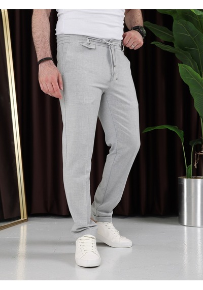 Ütü Gerektirmeyen Gofre Kumaş Jogger Pantolon Gri