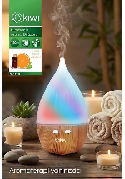 Kiwi Kah-6616 Ultrasonik Aroma Difüzörü 120ml Usb-c Şarjlı