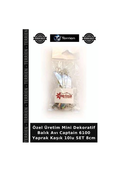 Özel Üretim Mini Dekoratif Balık Avı Captain 6100 Yaprak Kaşık 10lu Set 8cm Standart