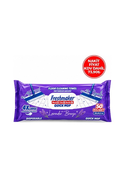Freshmaker Lavanta Mop Islak Havlu 50 Yaprak 4xl 20x34.5 Cm- 6'li Paket Tekli