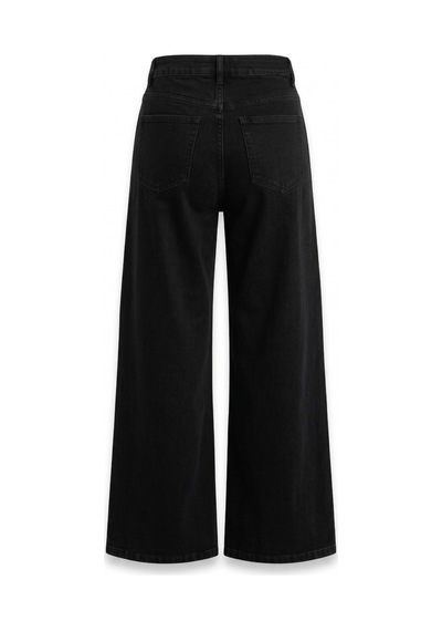 Bluemarlin Siyah Taşlı Bol Paça Tam Kalıp Denim Kot Pantolon Siyah