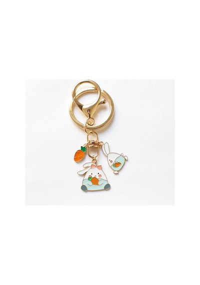 Sevimli Tavşan Metal Charm Anahtarlık Çok Renkli Çok Renkli