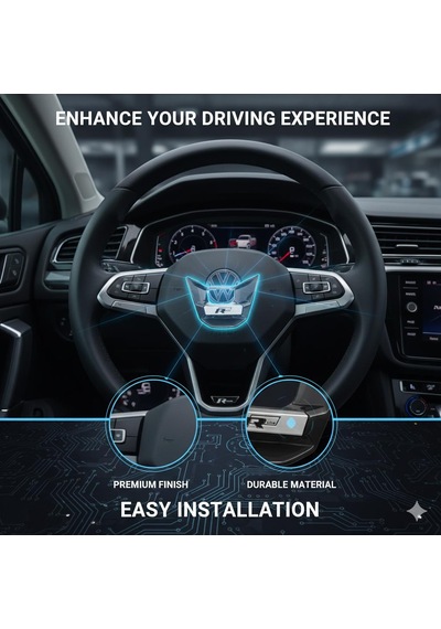 Siyah R-line Direksiyon Logosu Premium Kalite Siyah Renk -