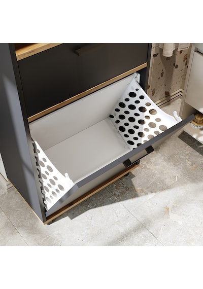 Çamaşır Sepetli Banyo Dolabı, Çok Amaçlı Dolap 60 Cm Antrasit - Atlantik Çam Çamaşır Sepetli Banyo Dolabı, Çok Amaçlı Dolap 60 Cm Antrasit - Atlantik Çam