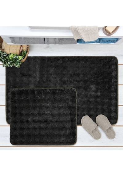 Soft Artos 2'li Banyo Paspası - Antrasit - 60x100 Cm + 50x60 Cm Renkli