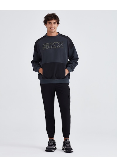 Skechers M Lw Fleece Crew Neck Sweatshirt Erkek Dark Gray Sweatshirt S232277-040