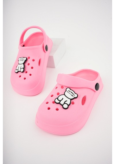 N Moda Unisex Çocuk Figürlü Sticker Sandalet-terlik Pembe