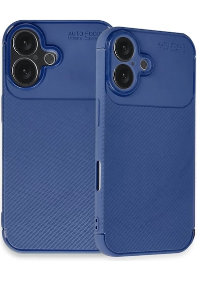Newface  Apple  Uyumlu iPhone 16 Plus Kılıf Auto Focus Karbon Kapak - Lacivert