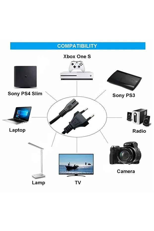 3 Metre C7 Güç Kablosu Ps2/ps3/ps4/xbox One S/radyo/tv Işıldak Uyumlu 3m Power Elektrik Kablosu