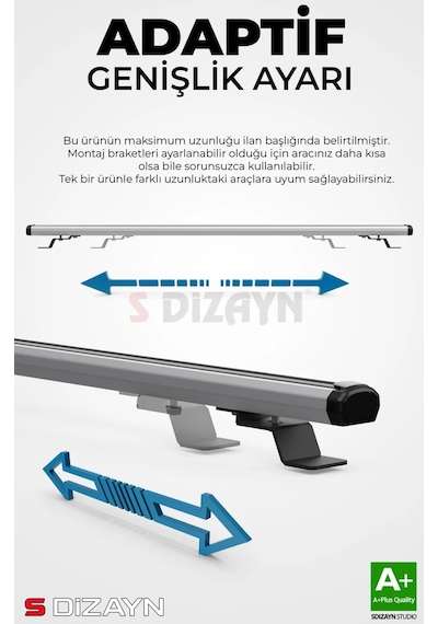 S-dizayn Opel Combo E S-bar Cargo V1 Ara Atkı Tavan Taşıyıcı Barı Gri 140 Cm 2018 Üzeri A+ Kalite