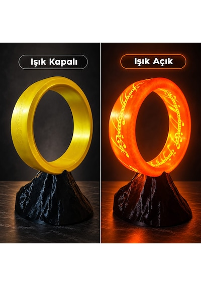 Güç Yüzüğü Dekoratif Masa Lambası Altın - Sarı