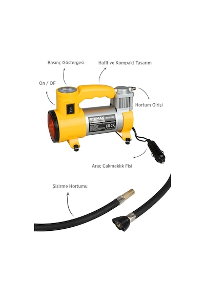 Rtm7212 Mini Hava Araç Kompresörü 120 W 7 Bar