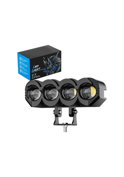 1 Adet Motosiklet 4 Led Lazer Sis Farı Delici Beyaz Sarı Çift Renk Metal Baykuş Led Işık