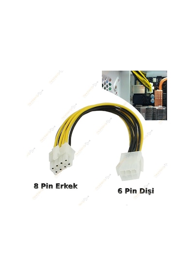 6 Pin Dişi - 8 Pin Erkek Anakart Power Çevirici