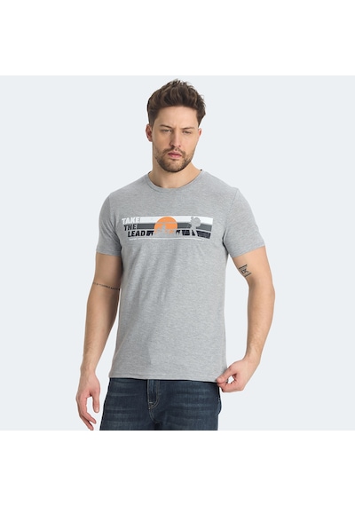 Slazenger RASA IN Erkek Baskılı Gri Tişört