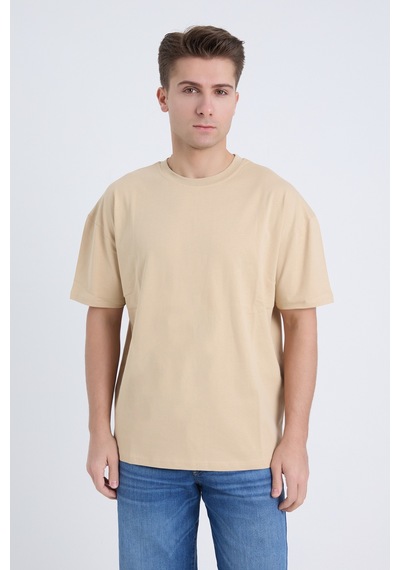 Velvoria Unisex Oversize Basic 3'lü Bej Renk T-shirt Çok Renkli18
