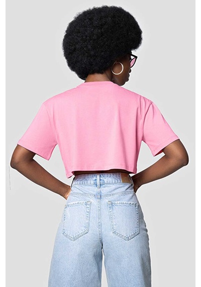 Long Crop Kadın Tshirt K.kol Pembe