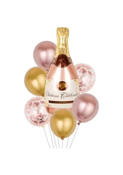Rose Gold Şampanya Şişesi Şekilli Folyo Balon 256