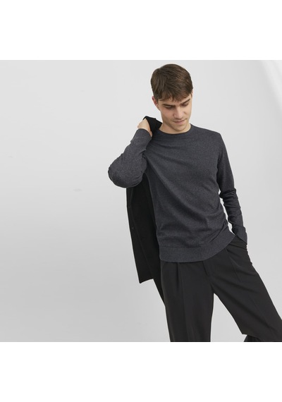 Jack & Jones Erkek Bisiklet Yaka Triko Kazak - Emil - 12208364 Dark Grey Melange