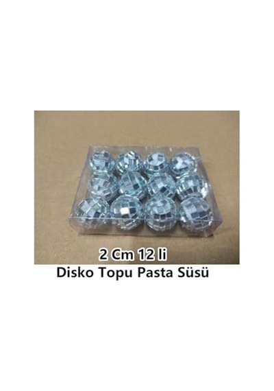 Bp Bizden Pastacılık Disko Topu Pasta Süsü 2 Cm 12 Li Çok Renkli