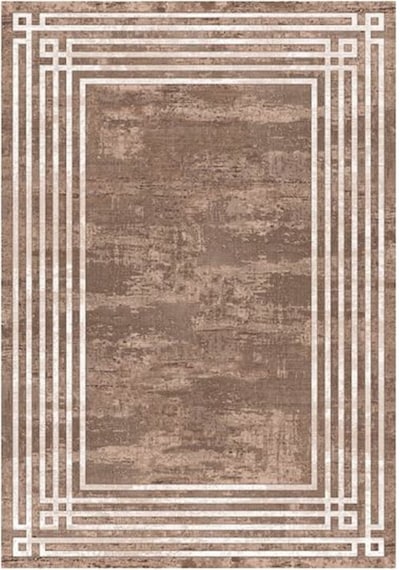 Çam Halı Gloria Td95401 Kahverengi Art Deco Modern Desen Dokuma Saçaklı Kilim