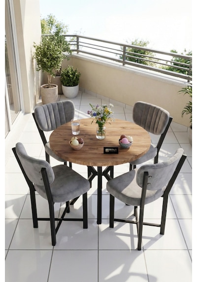 Mutfak Masası 4 Sandalyeli Set 90 Çap Atlantik Yuvarlak Cafe Balkon Ofis Masa Yemek Takımı Elma Gri Mutfak Masası 4 Sandalyeli Set 90 Çap Atlantik Yuvarlak Cafe Balkon Ofis Masa Yemek Takımı Elma Gri