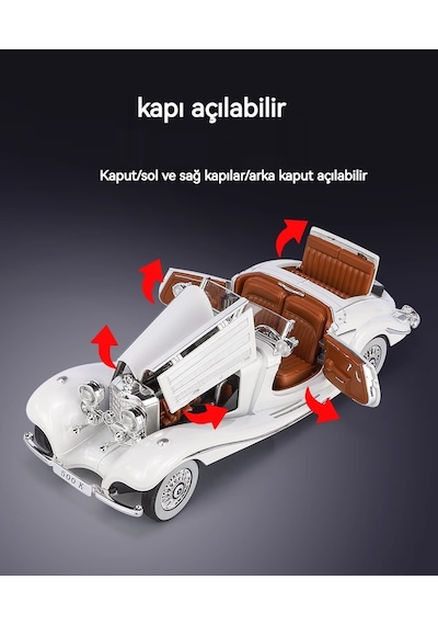 1:24 Mercedes-benz 500k Retro Klasik Alaşım Araba Modeli Gümüş
