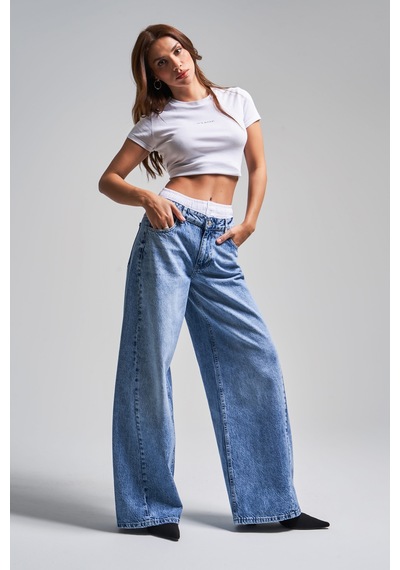 Itsbasic Kadın Mavi Kot Rengi 4s5-4 Boxer Detaylı Palazzo Fit %100 Koton Denim Jean Mavi 4s5-4 Itsbasic Kadın Mavi Kot Rengi 4s5-4 Boxer Detaylı Palazzo Fit %100 Koton Denim Jean Mavi 4s5-4