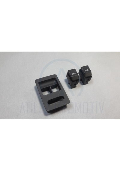 Vw Polo 6n2 99-02 Cam Düğme + Çerçeve Ön Sol Takım Siyah