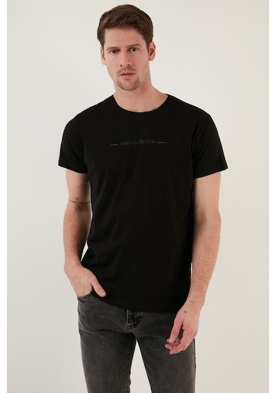 Buratti Pamuklu Slim Fit Bisiklet Yaka Erkek T Shirt 541Wind Siyah