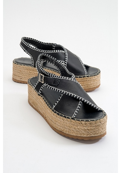 Luvishoes Bellezza Siyah Cilt Hakiki Deri Kadın Sandalet Siyah