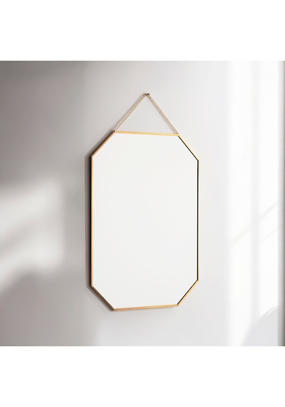 Ayna Duvar Askılı Sekizgen Geometrik Tüm Boylar Pirinç Gold