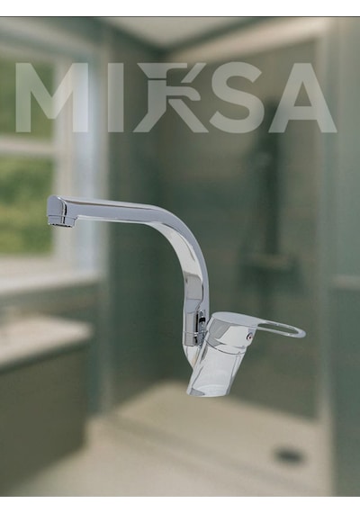 Balıksırtı Borulu Banyo Lavabo Bataryası, Musluğu, Çeşmesi Çift Su Girişli Krom